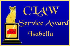 Izzy's CLAW Service Award